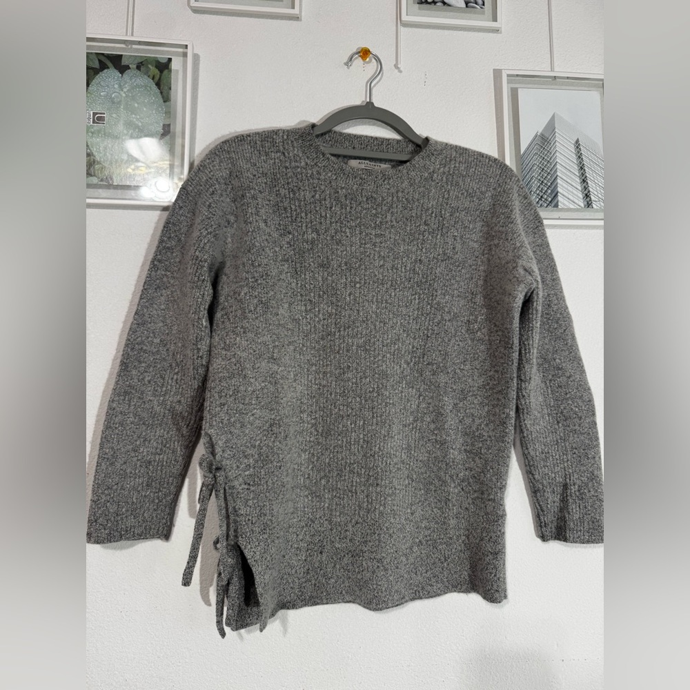 All Saints Gray Marled Lace Jumper Sweater